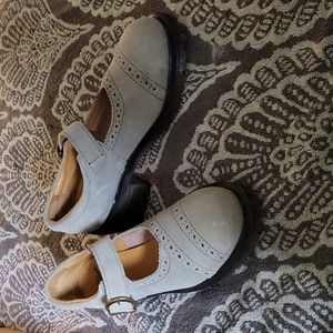 Dr. Martens Vintage Grey Suede Heeled Mary Janes